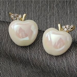 White Apple Stud Earrings